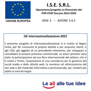 Operazione/progetto co-finanziato dal POR FESR Toscana 2014-2020 Internazionalizzazione 2021