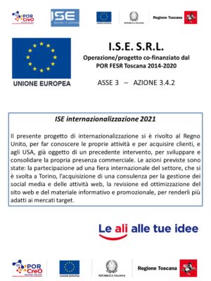 Operazione/progetto co-finanziato dal POR FESR Toscana 2014-2020 Internazionalizzazione 2021